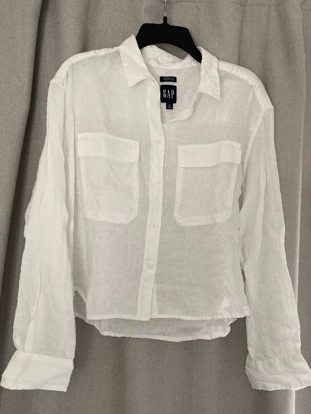 GAP white cropped linen shirt women's size M